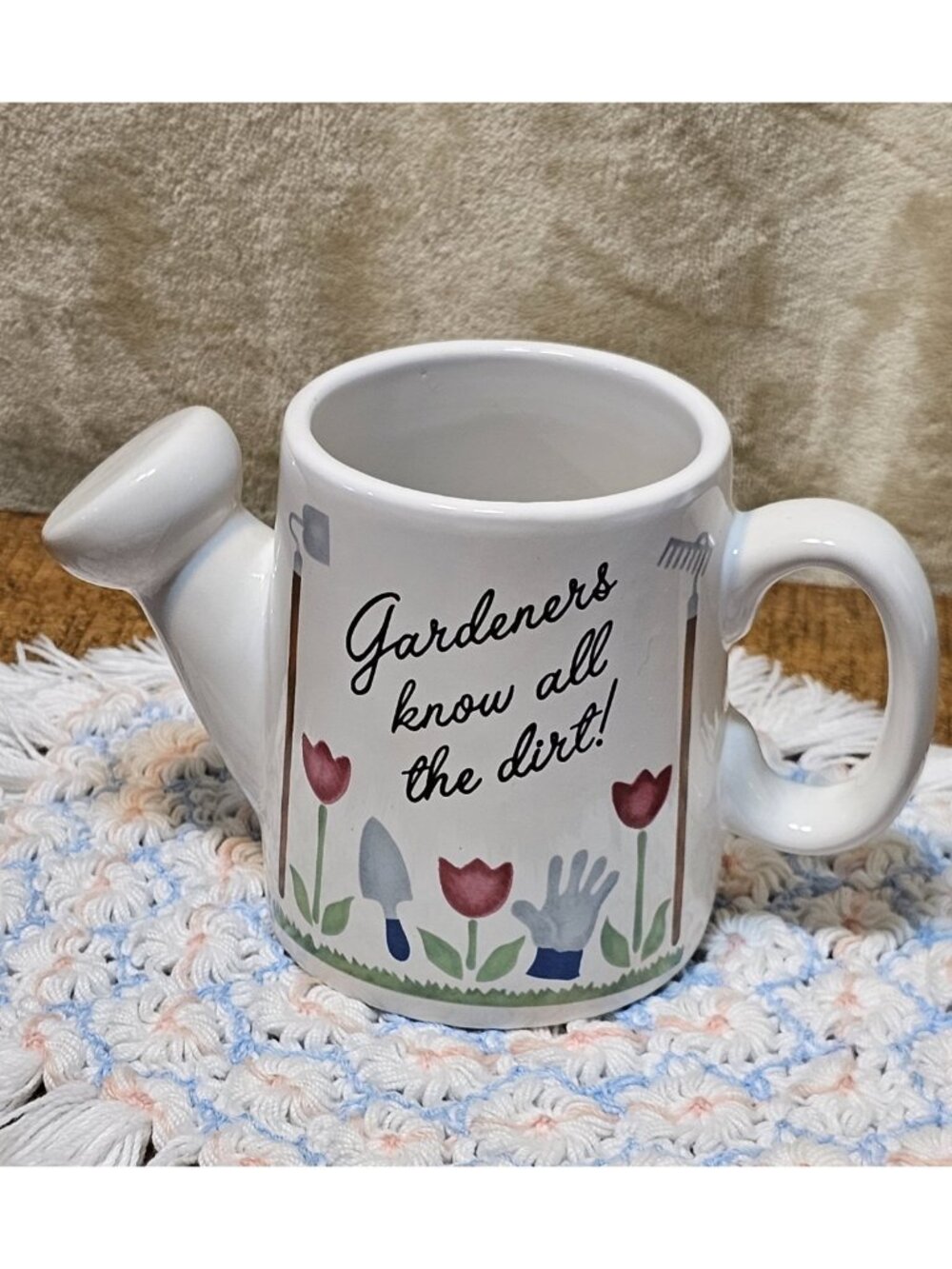 Gardeners Know All The Dirt Coffee Cup Mug Watering Can Shape Novelty Gift
